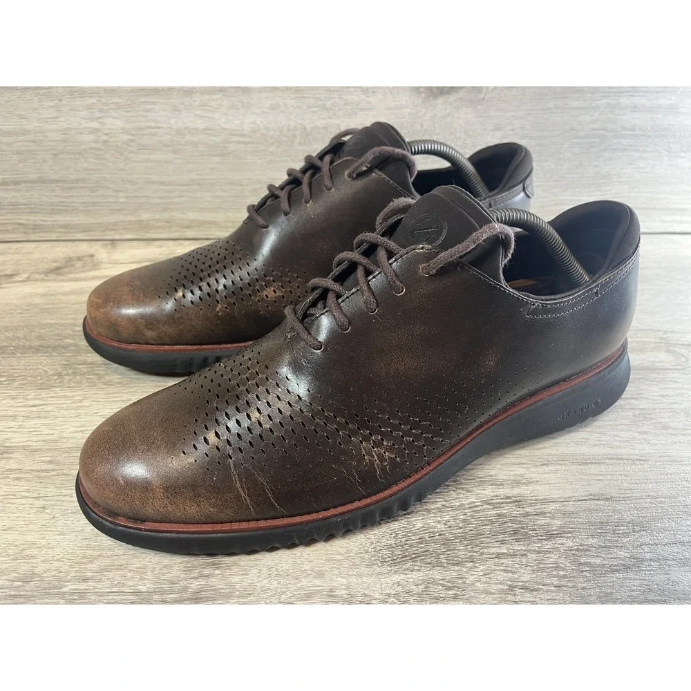 Cole Haan ZEROGRAND Laser Wingtip Men's Oxford Dress Shoes Size 10M C37086 Brown